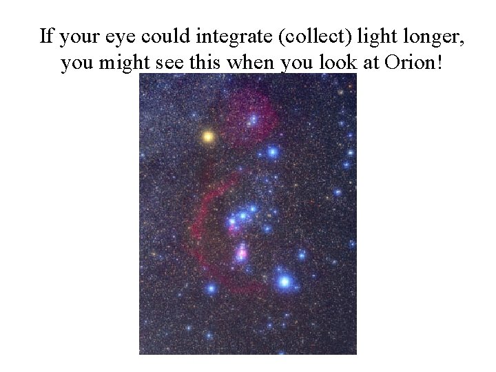 If your eye could integrate (collect) light longer, you might see this when you