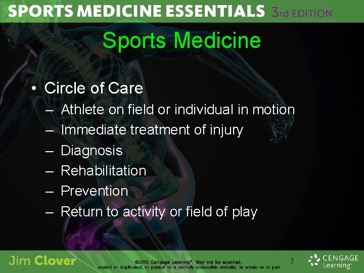 Sports Medicine • Circle of Care – – – Athlete on field or individual