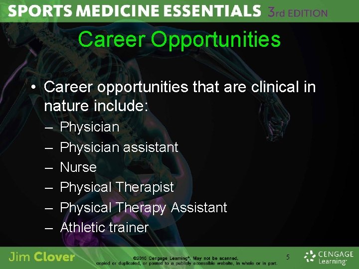 Career Opportunities • Career opportunities that are clinical in nature include: – – –