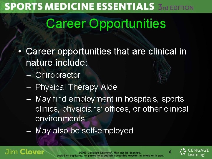 Career Opportunities • Career opportunities that are clinical in nature include: – Chiropractor –