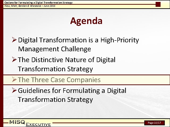 Options for Formulating a Digital Transformation Strategy Hess, Matt, Benlian & Wiesböck – June