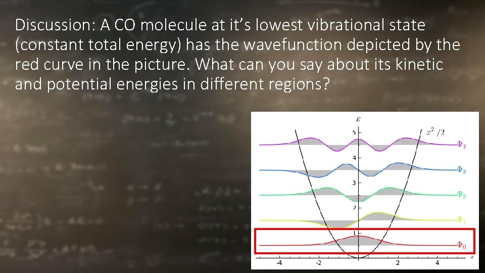 Discussion: A CO molecule at it’s lowest vibrational state (constant total energy) has the Discussion: A CO molecule at it’s lowest vibrational state (constant total energy) has the