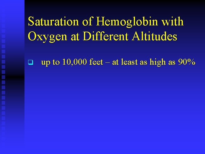 Saturation of Hemoglobin with Oxygen at Different Altitudes q up to 10, 000 feet