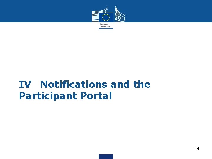 IV Notifications and the Participant Portal 14 