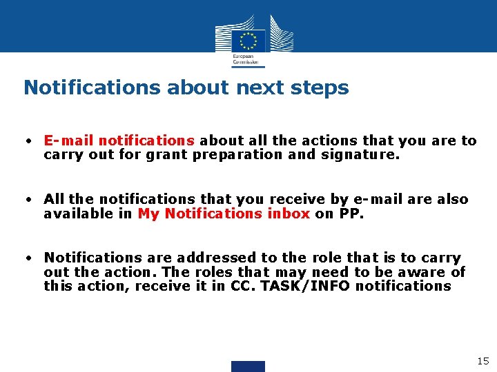 Notifications about next steps • E-mail notifications about all the actions that you are