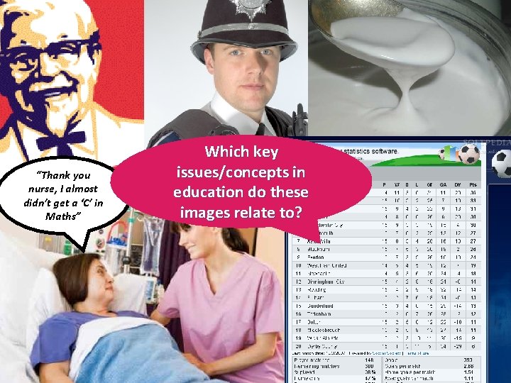 “Thank you nurse, I almost didn’t get a ‘C’ in Maths” Which key issues/concepts