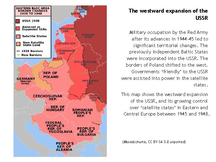 The westward expansion of the USSR Military occupation by the Red Army after its