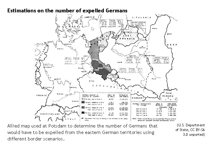 Estimations on the number of expelled Germans Allied map used at Potsdam to determine
