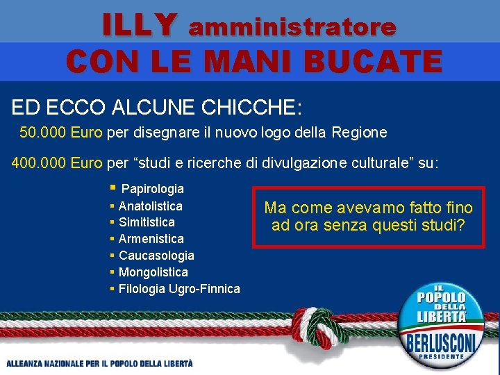 ILLY amministratore CON LE MANI BUCATE ED ECCO ALCUNE CHICCHE: 50. 000 Euro per