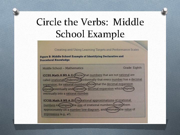 Circle the Verbs: Middle School Example 