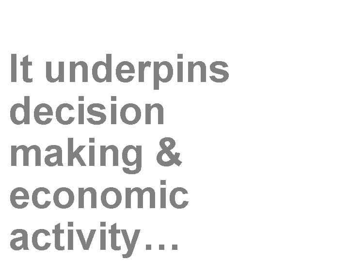 It underpins decision making & economic activity… 