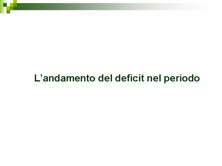 L’andamento del deficit nel periodo 