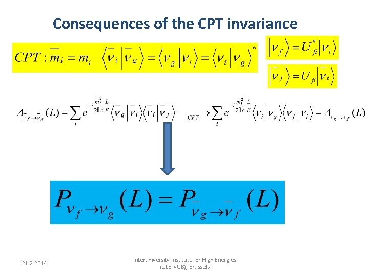 Consequences of the CPT invariance 21. 2. 2014 Interuniversity Institute for High Energies (ULB-VUB),