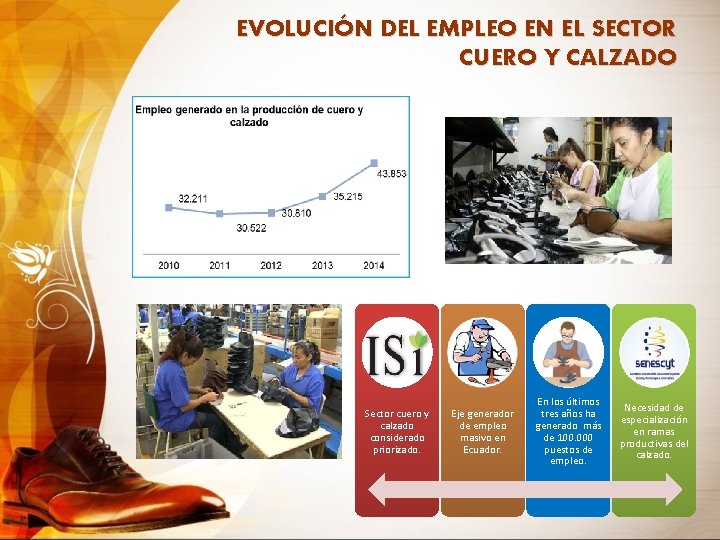 EVOLUCIÓN DEL EMPLEO EN EL SECTOR CUERO Y CALZADO Sector cuero y calzado considerado