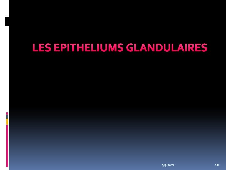 LES EPITHELIUMS GLANDULAIRES 3/5/2021 10 