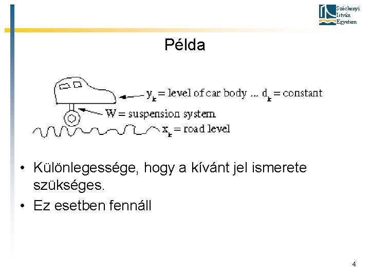 Széchenyi István Egyetem Példa • Különlegessége, hogy a kívánt jel ismerete szükséges. • Ez