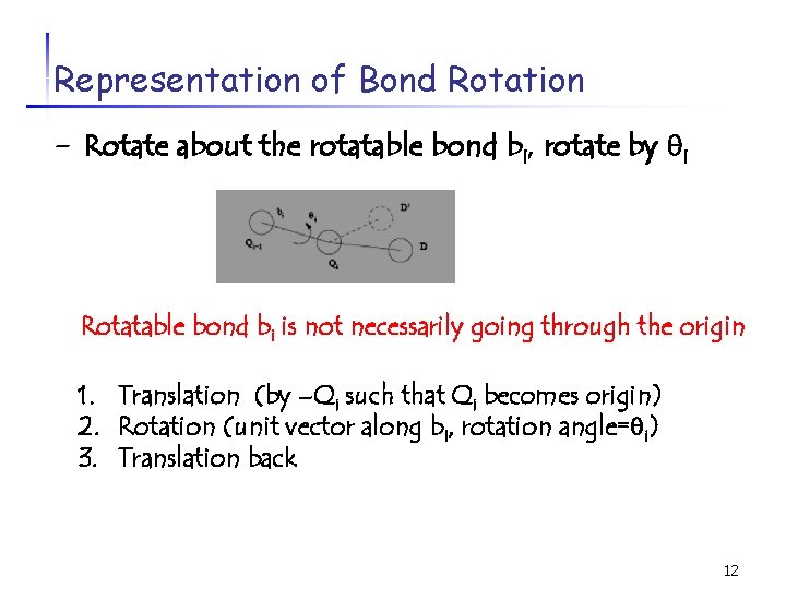 Representation of Bond Rotation - Rotate about the rotatable bond bi, rotate by i