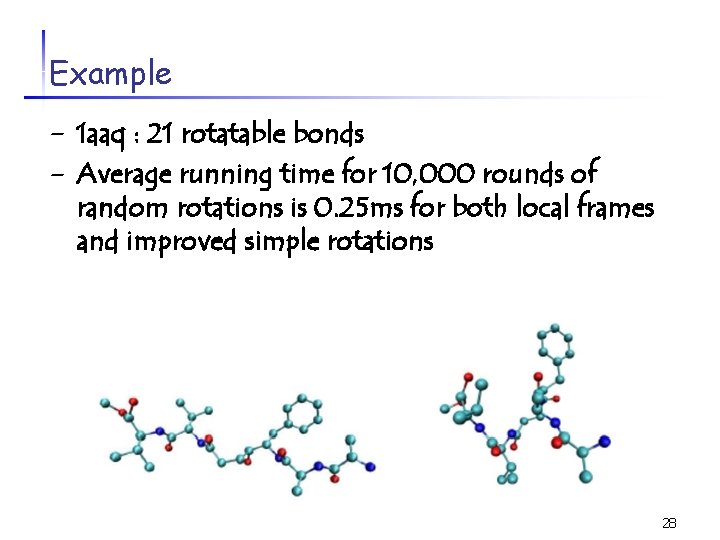 Example - 1 aaq : 21 rotatable bonds - Average running time for 10,