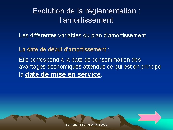 Evolution de la réglementation : l’amortissement Les différentes variables du plan d’amortissement La date