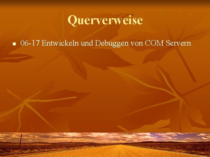 Querverweise n 06 -17 Entwickeln und Debuggen von COM Servern 