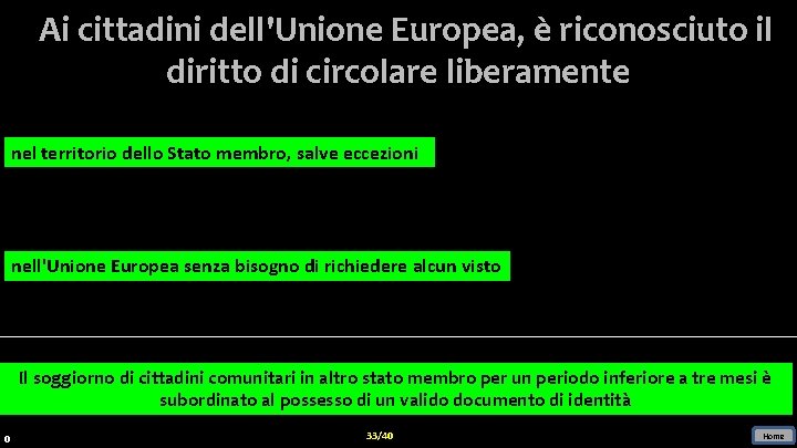 Ai cittadini dell'Unione Europea, è riconosciuto il diritto di circolare liberamente nel territorio dello