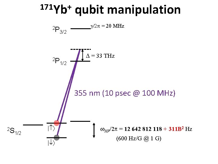 171 Yb+ 2 P 2 P qubit manipulation g/2 p = 20 MHz 3/2