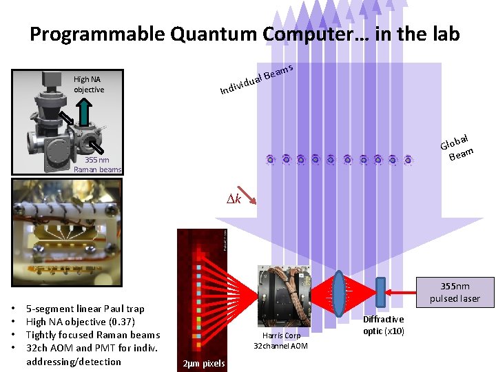 Programmable Quantum Computer… in the lab High NA objective vid Indi ms ea ual