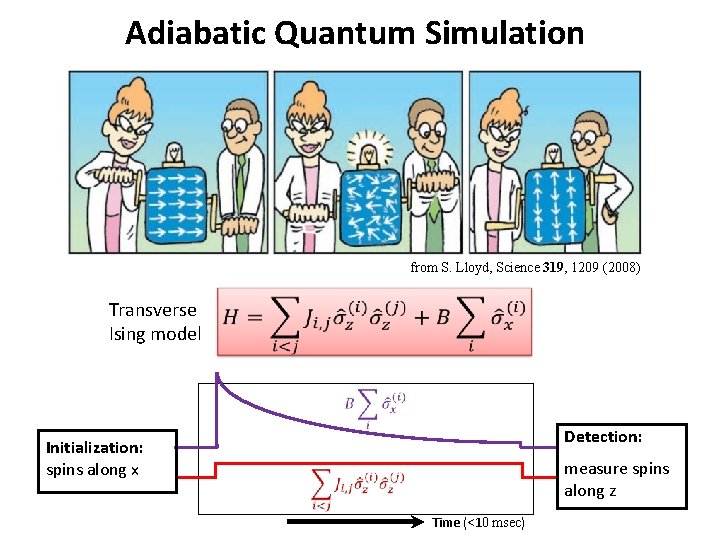 Adiabatic Quantum Simulation from S. Lloyd, Science 319, 1209 (2008) Transverse Ising model Initialization:
