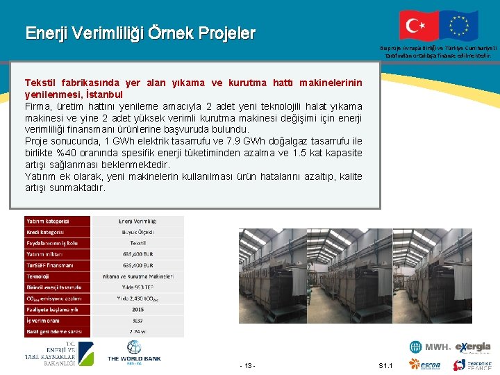 Enerji Verimliliği Örnek Projeler Bu proje Avrupa Birliği ve Türkiye Cumhuriyeti tarafından ortaklaşa finanse