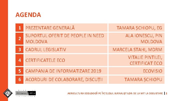 AGENDA 1 PREZENTARE GENERALĂ 2 SUPORTUL OFERIT DE PEOPLE IN NEED MOLDOVA TAMARA ȘCHIOPU,