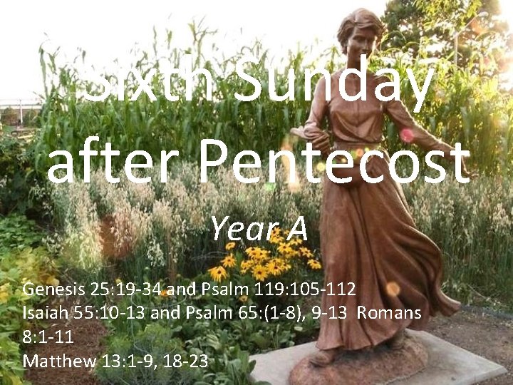 Sixth Sunday after Pentecost Year A Genesis 25: 19 -34 and Psalm 119: 105