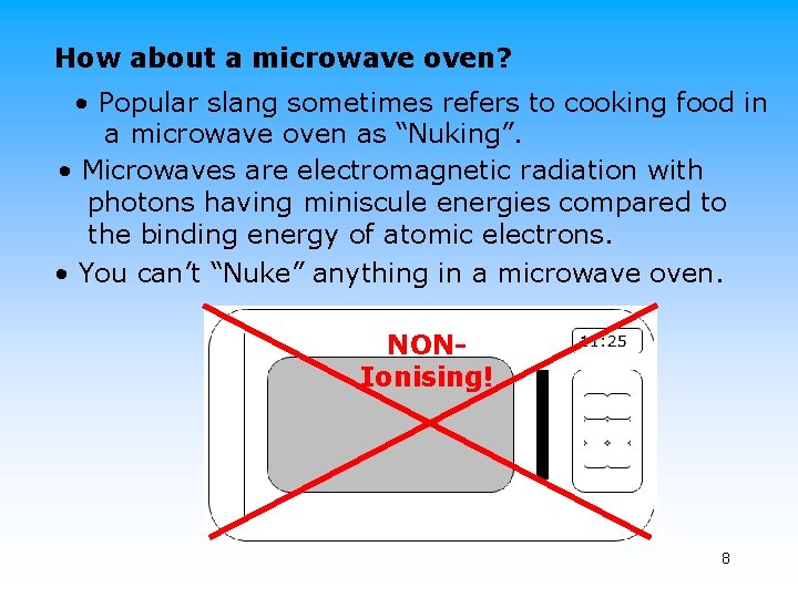 How about a microwave oven? • Popular slang sometimes refers to cooking food in