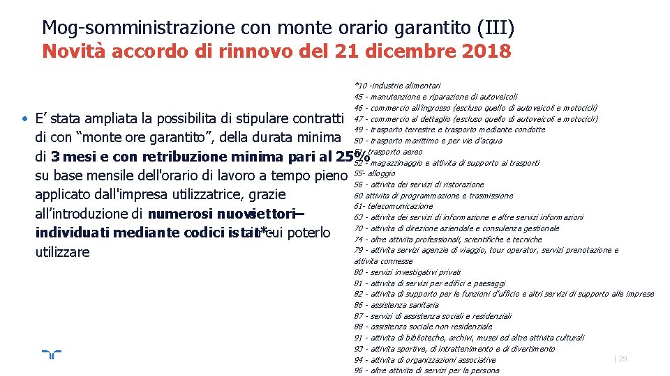 Mog-somministrazione con monte orario garantito (III) Novità accordo di rinnovo del 21 dicembre 2018