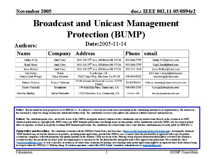 November 2005 doc. : IEEE 802. 11 -05/0894 r 2 Broadcast and Unicast Management