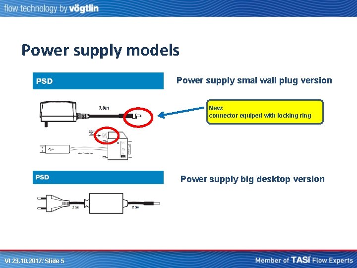 Power supply models Power supply smal wall plug version New: connector equiped with locking