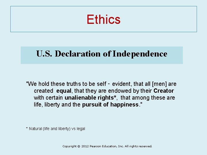 Ethics U. S. Declaration of Independence "We hold these truths to be self ‑