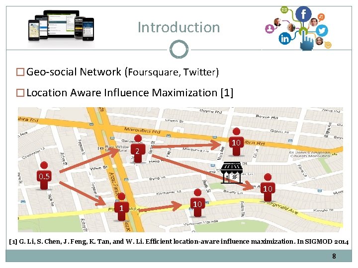 Introduction � Geo-social Network (Foursquare, Twitter) � Location Aware Influence Maximization [1] 10 2