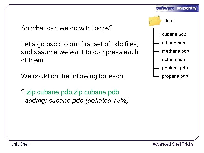 data So what can we do with loops? cubane. pdb Let’s go back to