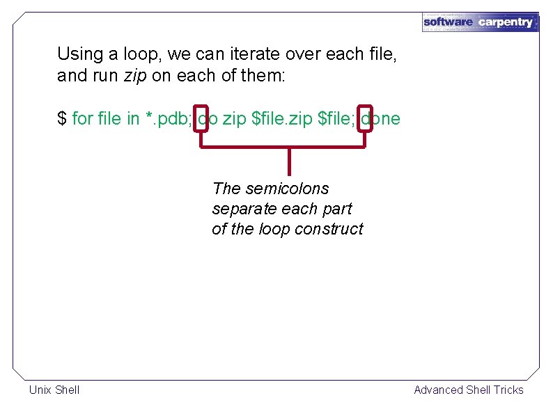 Using a loop, we can iterate over each file, and run zip on each