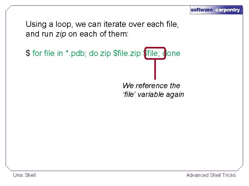 Using a loop, we can iterate over each file, and run zip on each