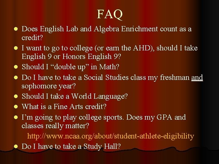 FAQ Does English Lab and Algebra Enrichment count as a credit? l I want
