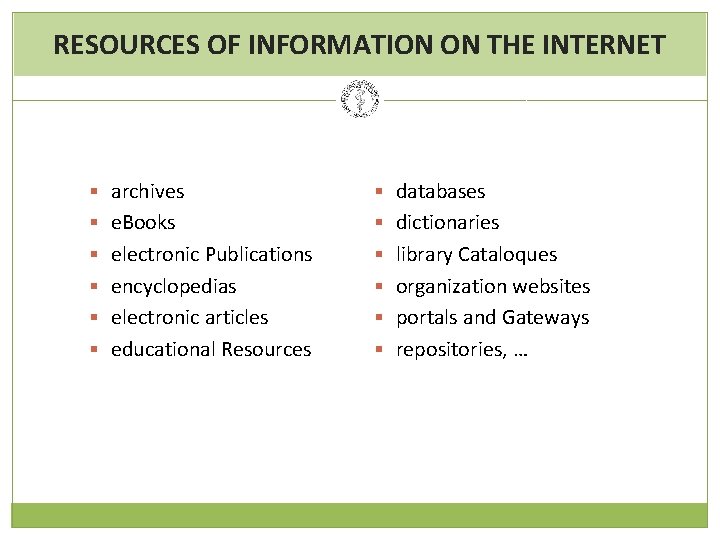 RESOURCES OF INFORMATION ON THE INTERNET § archives § databases § e. Books §