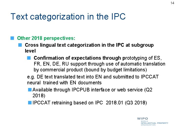 14 Text categorization in the IPC Other 2018 perspectives: Cross lingual text categorization in 14 Text categorization in the IPC Other 2018 perspectives: Cross lingual text categorization in