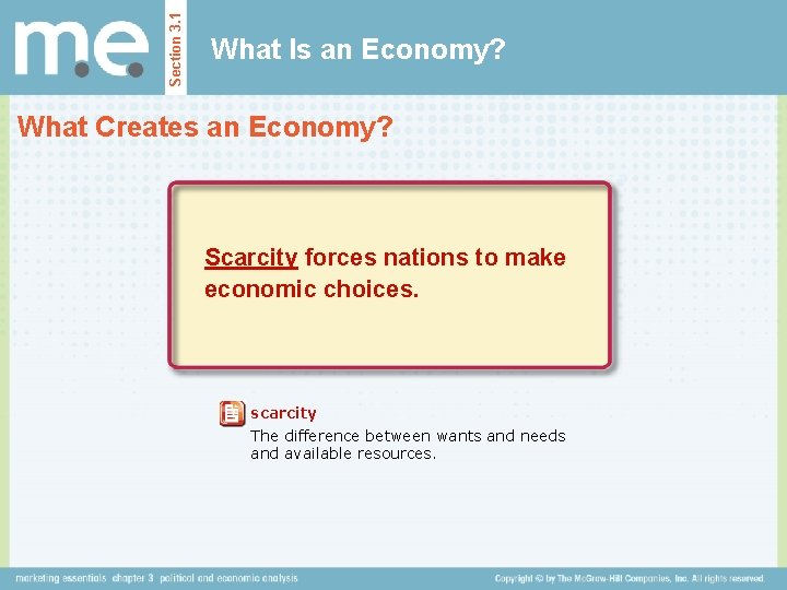 Section 3. 1 What Is an Economy? What Creates an Economy? Scarcity forces nations
