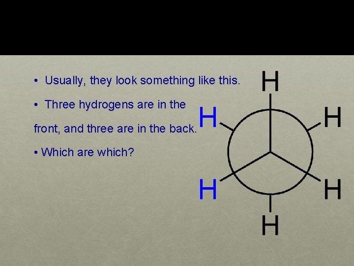  • Usually, they look something like this. • Three hydrogens are in the