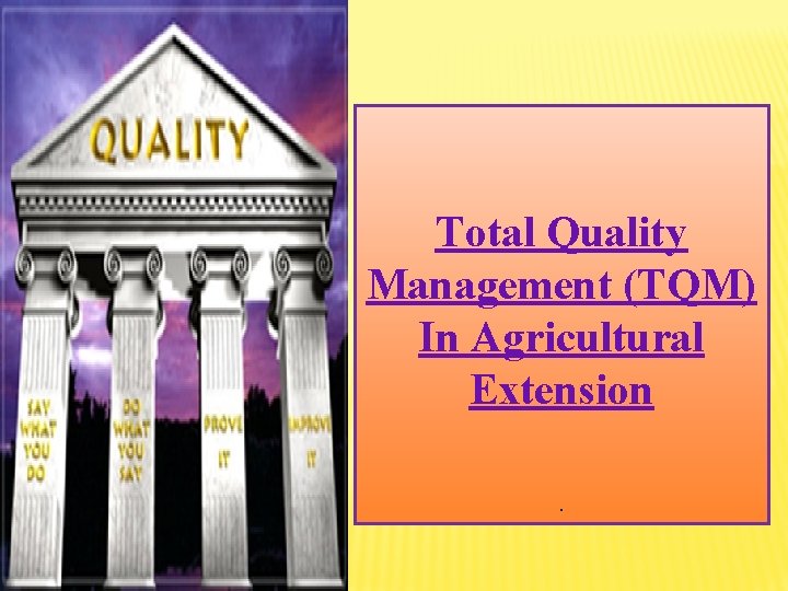 Total Quality Management (TQM) In Agricultural Extension. 