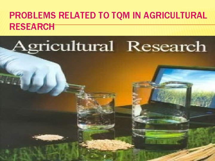 PROBLEMS RELATED TO TQM IN AGRICULTURAL RESEARCH 