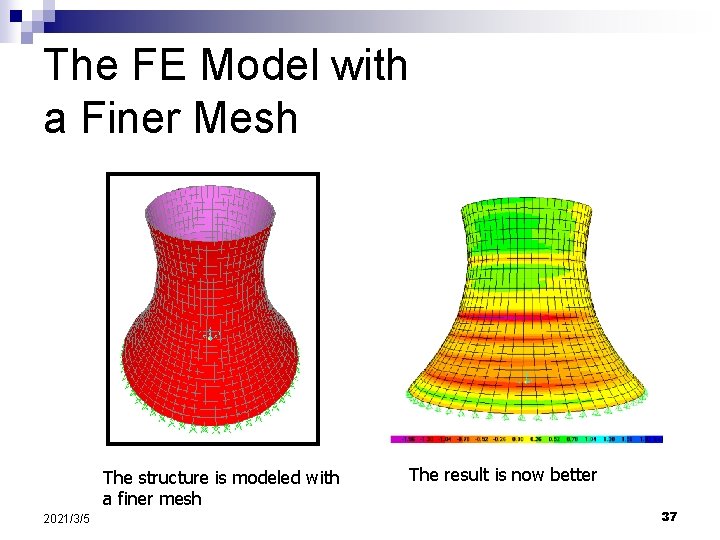 The FE Model with a Finer Mesh The structure is modeled with a finer