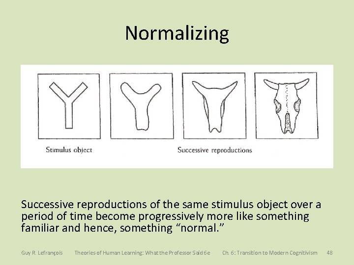 Normalizing Successive reproductions of the same stimulus object over a period of time become