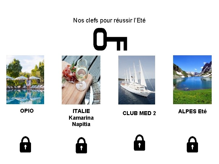 Nos clefs pour réussir l’Eté OPIO ITALIE Kamarina Napitia CLUB MED 2 ALPES Eté